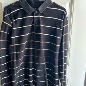 Men’s long sleeve polo, black size large